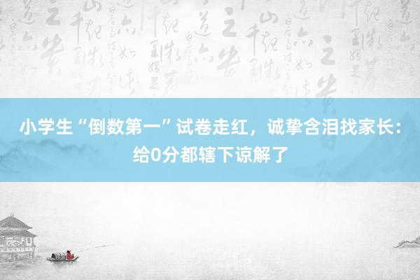 小学生“倒数第一”试卷走红，诚挚含泪找家长：给0分都辖下谅解了