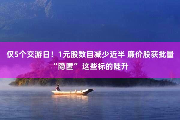 仅5个交游日！1元股数目减少近半 廉价股获批量“隐匿” 这些标的陡升
