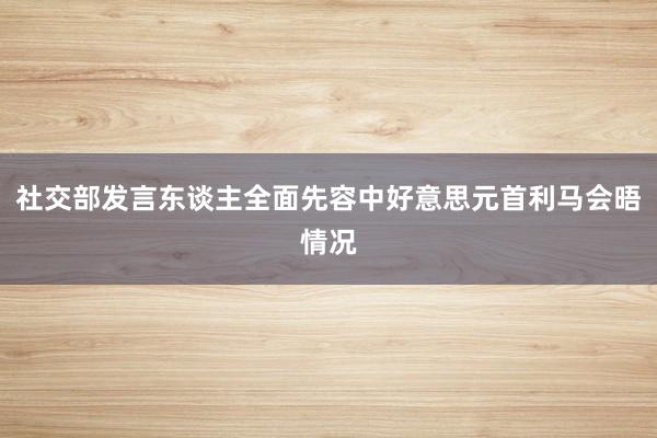 社交部发言东谈主全面先容中好意思元首利马会晤情况