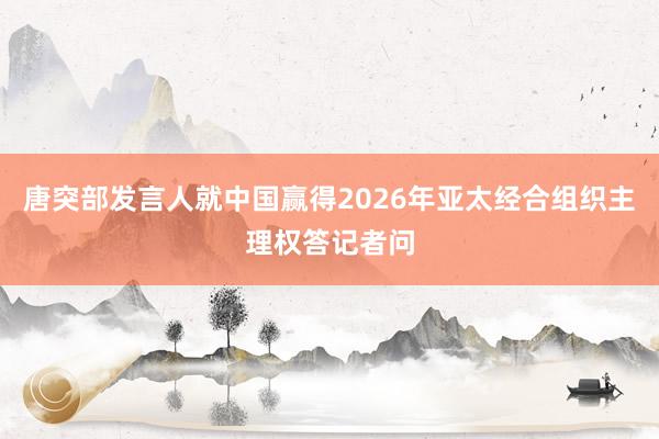 唐突部发言人就中国赢得2026年亚太经合组织主理权答记者问