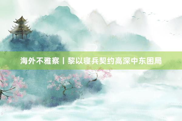 海外不雅察丨黎以寝兵契约高深中东困局