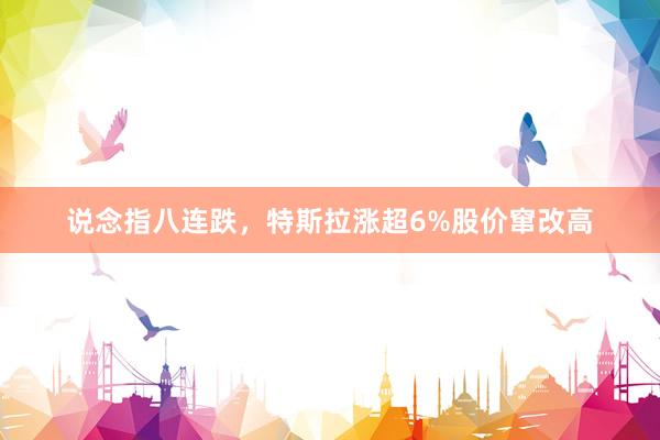 说念指八连跌，特斯拉涨超6%股价窜改高